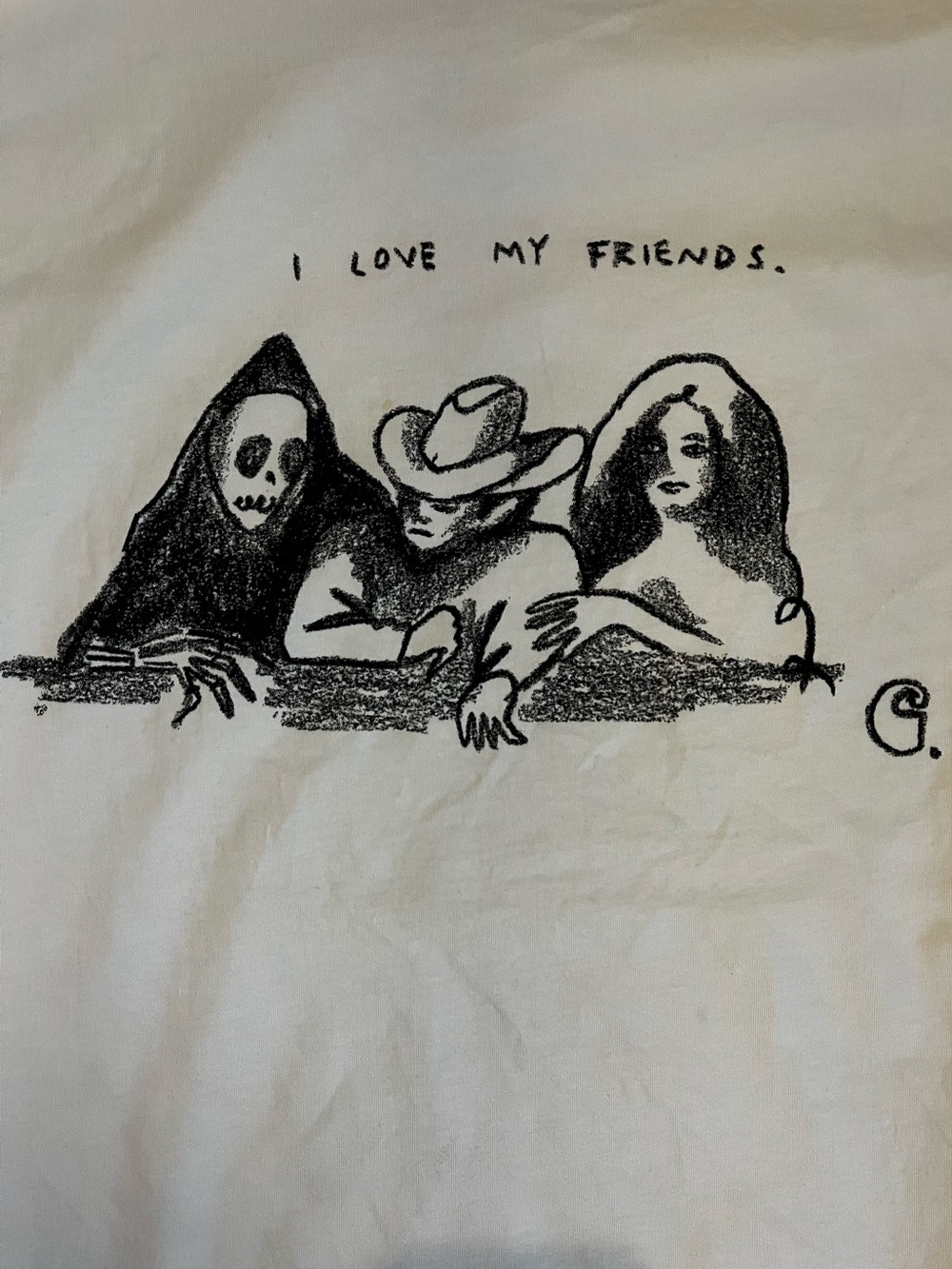 Carhartt WIP Pepe "I Love My Friends" — Black Print on White shirt XL